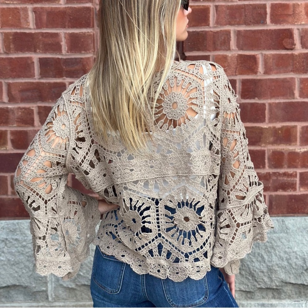 NWOT🤎POL Bohemian Goddess Crochet Top One Size - Picture 4 of 9